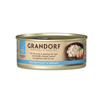 Grandorf Kipfilet & Garnalen in Blik - Kattenvoer - 70g natvoer