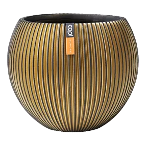 Capi Bloempot Vaas Bol Groove - d18 x h15cm - Zwart/Goud