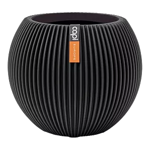 Capi Bloempot Vaas Bol Groove - d22 x h18cm - Zwart