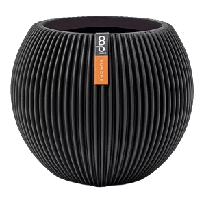Capi Bloempot Vaas Bol Groove - d29 x h26cm - Zwart